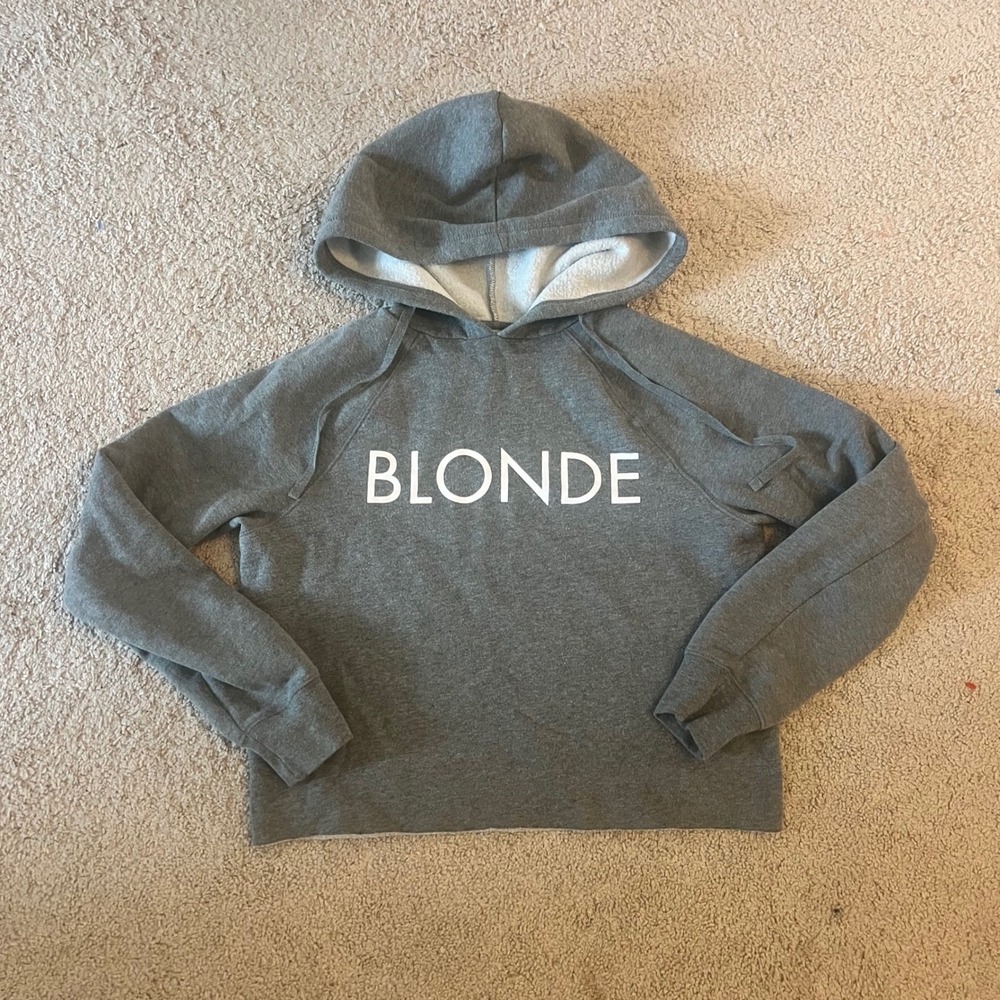 Brunette the Label BLONDE gray cropped hoodie sweatshirt size S/M